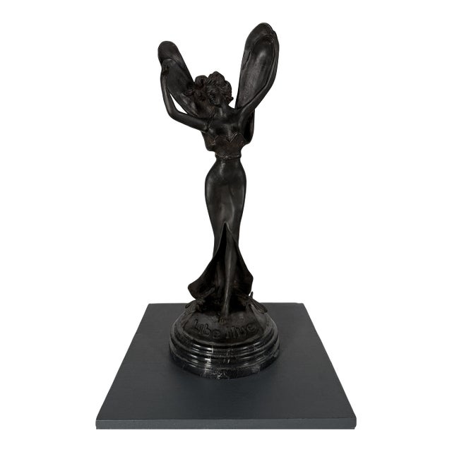Art Nouveau Bronze “Libellule” Dragonfly Woman Sculpture on Marble – 18” Tall For Sale