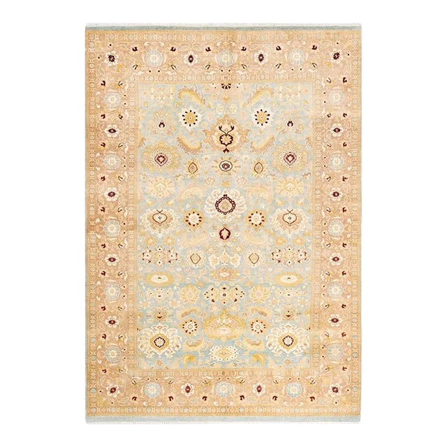 Mogul, One-of-a-Kind Hand-Knotted Area Rug in Light Blue, 6' 2" x 8' 9" For Sale