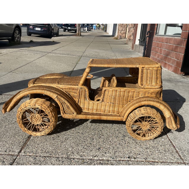 Giant Vintage Wicker and Rattan Luxury Automobile For Sale - Image 14 of 16