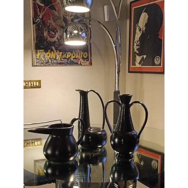 Black Black Bucchero Ceramic Jug by Gio Ponti for Costantino, Italy, 1998 For Sale - Image 8 of 11