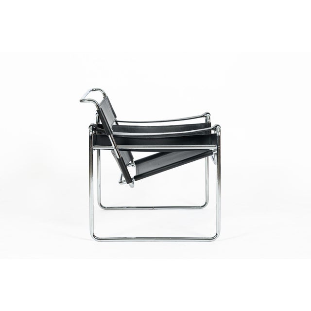 Metal Vintage Mid Century Black Wassily Chair by Marcel Breuer (Attr.) 1970s For Sale - Image 7 of 16