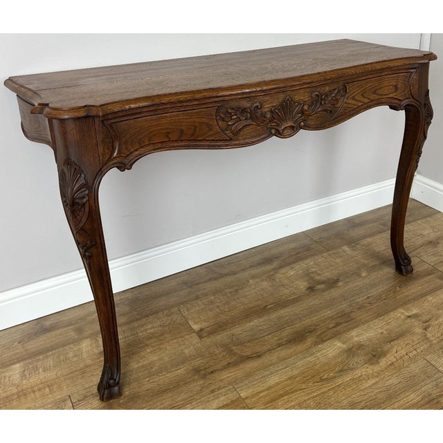 Antique French Louis Oak Wall Mirror and Console Table, Set of 2 For Sale - Image 6 of 18