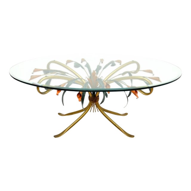 Vintage Gilt Metal Coffee Table attributed to Hans Kögl, 1970 For Sale