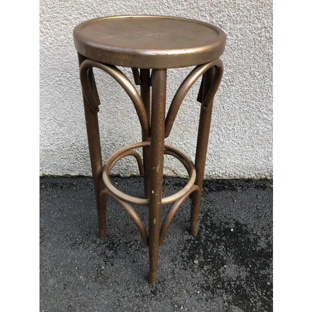 Gold Bistro Stool in the Style of Thonet, 1980s For Sale - Image 6 of 6