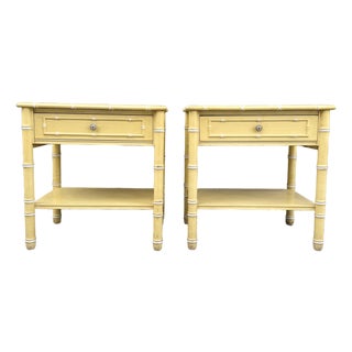 Vintage Coastal Faux Bamboo Nightstands by Thomasville - A Pair For Sale