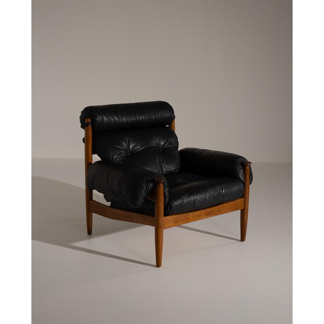 1960s Black Leather Amiral Chair by Eric Merthen, Sweden, 1960 For Sale - Image 5 of 14
