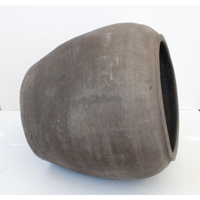 Contemporary Ext. Large Antique Weathered Matt Dark Gray Pottery For Sale - Image 3 of 4