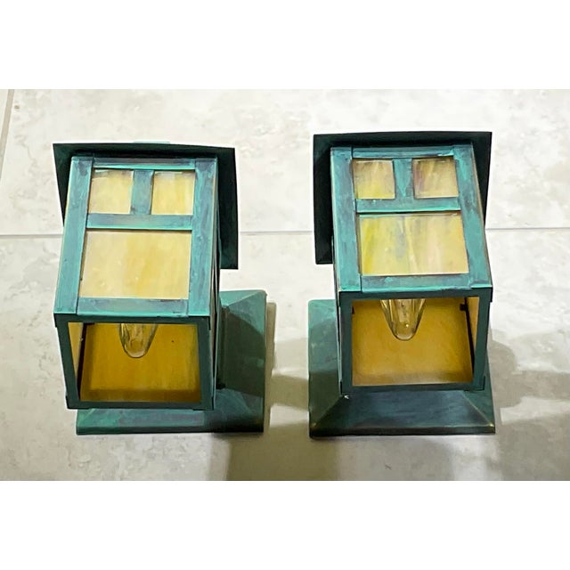 Vintage Style Arts & Crafts Mission Wall Lanterns / Sconces - a Pair For Sale - Image 11 of 11