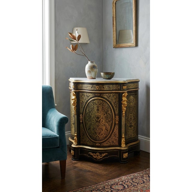 French Napoleon III Boulle Marquetry and Ormolu Cabinet, 1870, in Flawless conditions. Designed before 1890 This piece has...