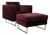Embrace Set Armchair and Stool in Fabric Chrome Velour Velvet Purple Aubergine with Manual Function by Brühl, Set of 2 For Sale