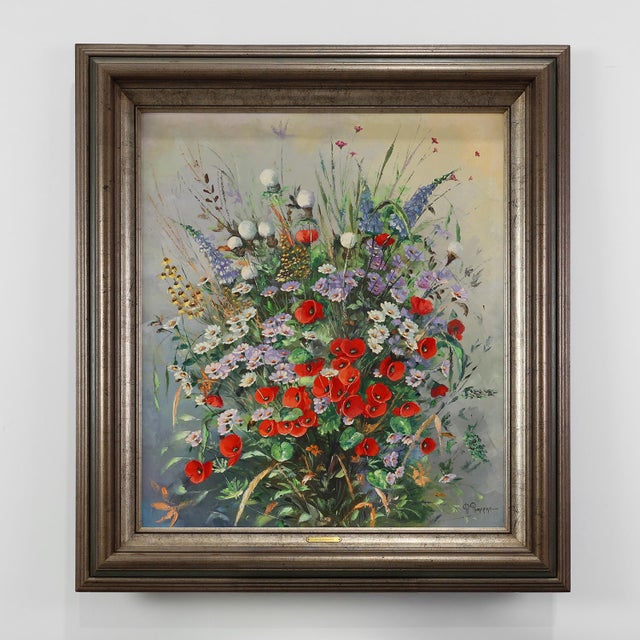 Roger Remmerie, Baroque Still Life with Flowers, 20th Century, Oil on Canvas, Framed For Sale - Image 11 of 11