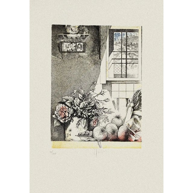Still Life - Original Etching on Paper by Mario Logli - 20th Century 20th century For Sale