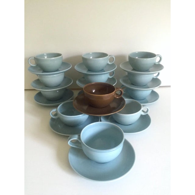 Russel Wright Mid-Century Modern Iroquois Ice Blue & Nutmeg Brown Dinnerware - 82pc Set For Sale In Kansas City - Image 6 of 11