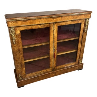 Antique Victorian Figured Walnut Display Cabinet, 1860 For Sale