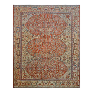 Antique Persian Sultanabad Wool 9 x 12 Red, Ivory & Blue Handmade Area Rug #1140387