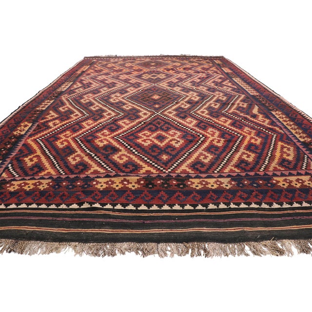 Tribal Vintage Afghan Maimana Kilim Rug - 08'10 X 14'00 For Sale - Image 3 of 8