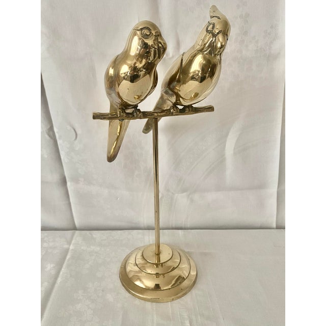 Mid-Century Hollywood Regency Solid Brass Lovebirds on Perch Stand For Sale - Image 16 of 16