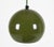 A 1960's pair of Danish aluminum globe pendant lights in an olive-green finish. The wiring cord is also olive-green. The...