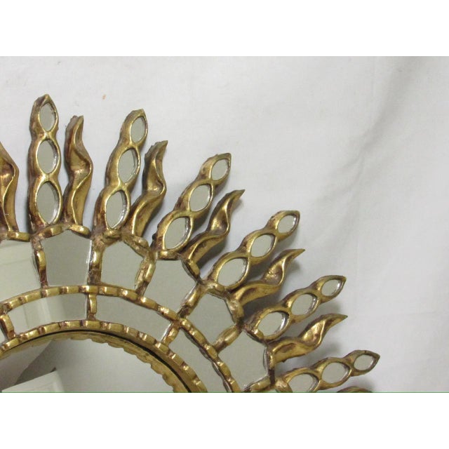 Spanish Colonial (Peruvian) Spanish Giltwood Sunburst Mirror For Sale - Image 4 of 13