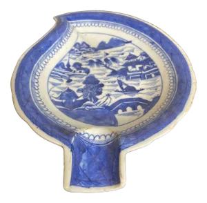 C. 1820 Chinese Export Blue Canton Leaf Dish