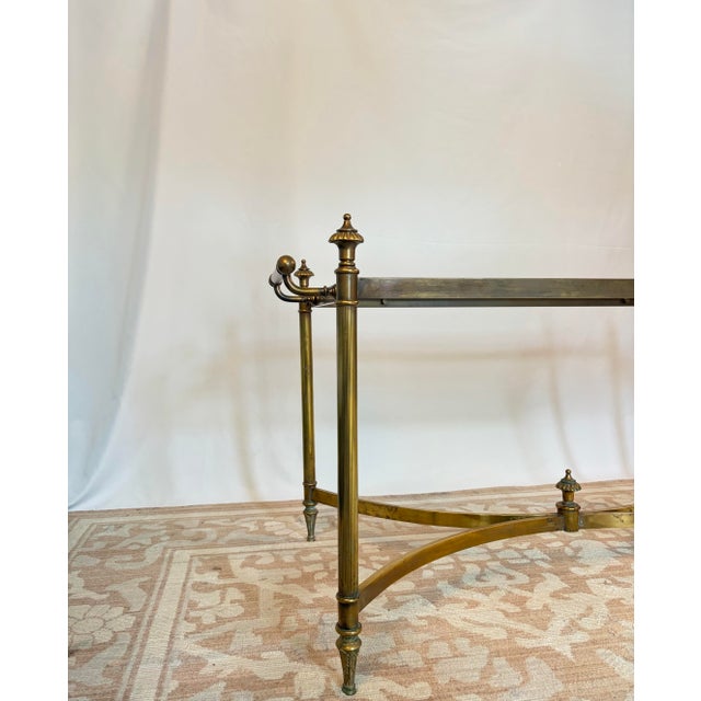 Brass 1960s Maison Jansen Style French Neoclassical Brass & Beveled Glass Cocktail Table For Sale - Image 8 of 10
