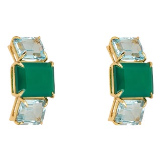 Annette Studs, Green, Pierced For Sale