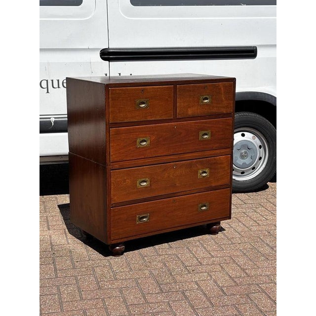 Antique Campaign Chest, Military Chest. Splits In 2 Pieces. Fine Proportions, Splits In 2 Pieces. 102 cms high 92 cms wide...
