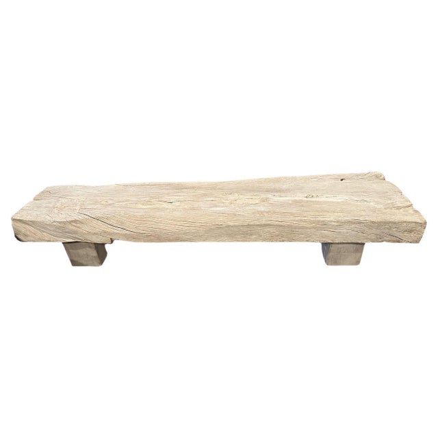 Impressive teak log style bench or coffee table with added Minimalist block legs. Two pieces cut from the same log six...
