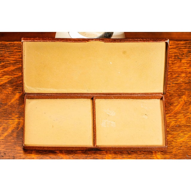 Animal Skin Neat Antique Pigskin Leather Reptile Skin Inset Duck Hunting Theme Cigarette Case Trinket Box For Sale - Image 7 of 13