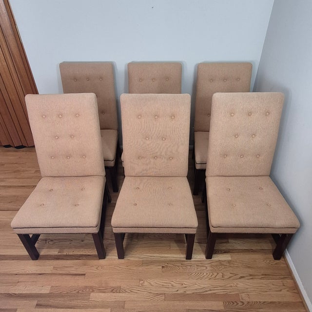 This is a handsome set of 6 vintage Ralph Lauren for Henredon dining chairs from the 1990s. These are heavy, well made,...