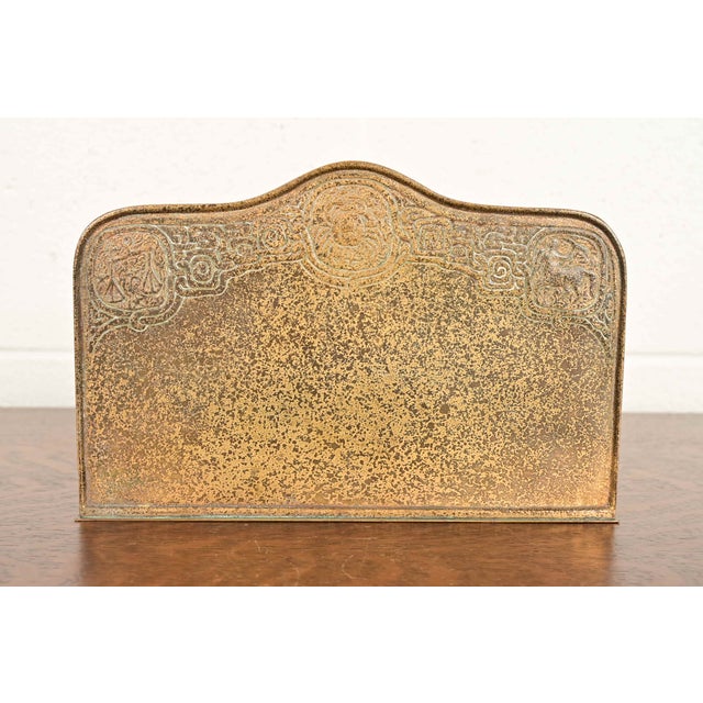 Bronze Tiffany Studios New York Zodiac Pattern Bronze Doré Letter Rack For Sale - Image 8 of 12