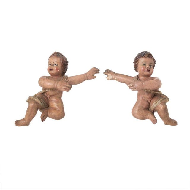 Antique Sacred Art Angels Figurines, 1900s, Set of 2 For Sale - Image 6 of 6