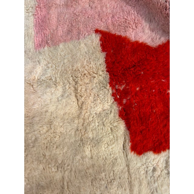Mid-Century Modern Contemporary Beni M'rirt Moroccan Wool Rug – Abstract Hand-Knotted Berber Carpet – Large Red Saffron Ivory Statement Rug For Sale - Image 3 of 8