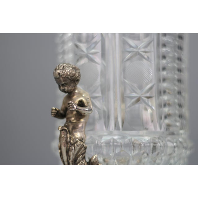 1970s Czech Crystal Glass and Brass Vase with Cherubs, 1970s For Sale - Image 5 of 18