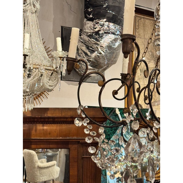 Wood 19th Century Italian Tuscan Iron and Giltwood Chandelier For Sale - Image 7 of 8