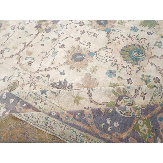 Textile Galerie Shabab Collection Mid-20th Century Turkish Oushak Large Square Carpet For Sale - Image 7 of 8
