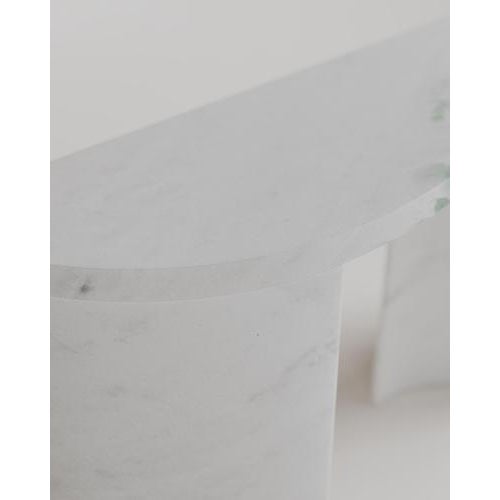White Marble Stone Curved Organic Dune Console by Esther Knopfler For Sale - Image 4 of 16