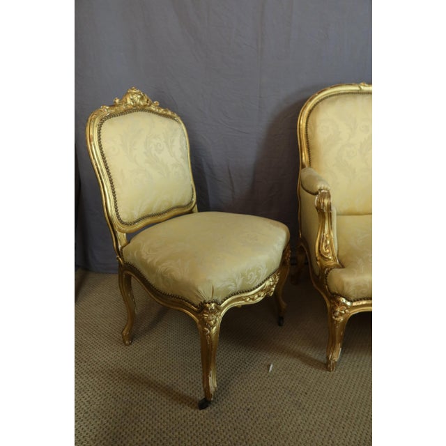 19th Century Gilded Wood Living Room, Set of 7 For Sale - Image 3 of 11