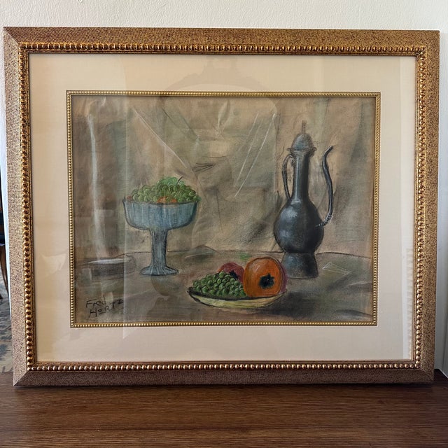 Mid-Century Original Still Life Pastel, Signed Hertz, Framed Measures approx 35W x 29H x 3D Please visit my other listings...