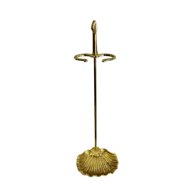 Vintage Brass Fireplace Tool Set Scallop Shell Design For Sale - Image 11 of 12