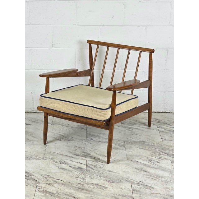 Mid 20th Century Solid Wood Wanut Tone Mid Century Chair For Sale - Image 5 of 5