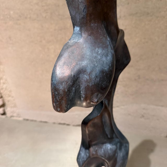 Plastic Abstract Modern Faux Bronze Composite Sculpture Stylized Female Figure For Sale - Image 7 of 12
