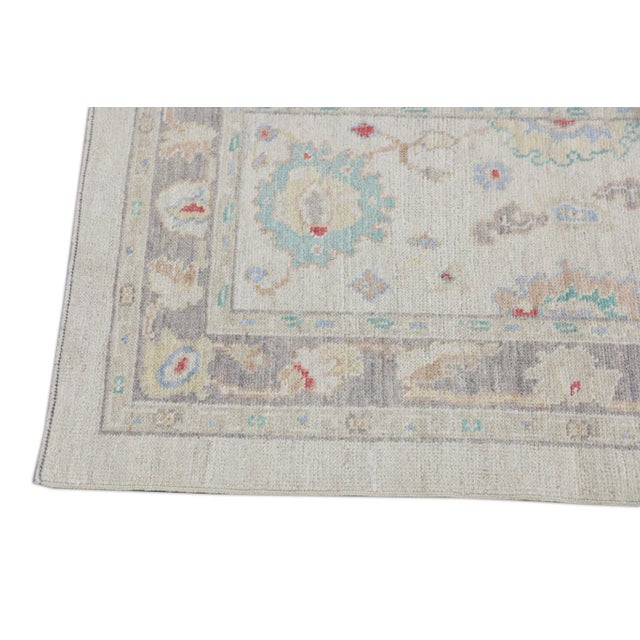 Cream Multicolor Handwoven Turkish Oushak Rug 2'11" X 4'11" For Sale - Image 4 of 8