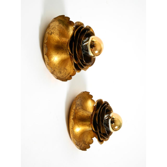 Gilt Water Lily Wall Lamps from Banci Firenze, Italy, 1960s, Set of 2 For Sale - Image 10 of 15