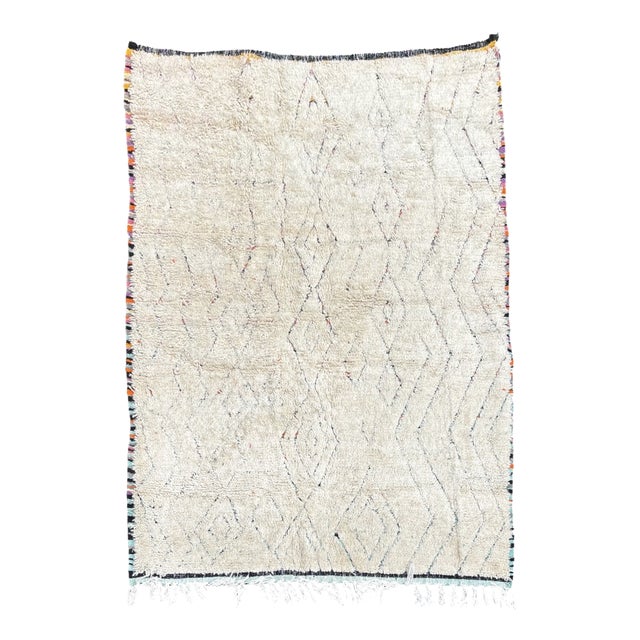 Vintage Moroccan Beni Ouarain Handmade Rug in Wool, 2010s For Sale