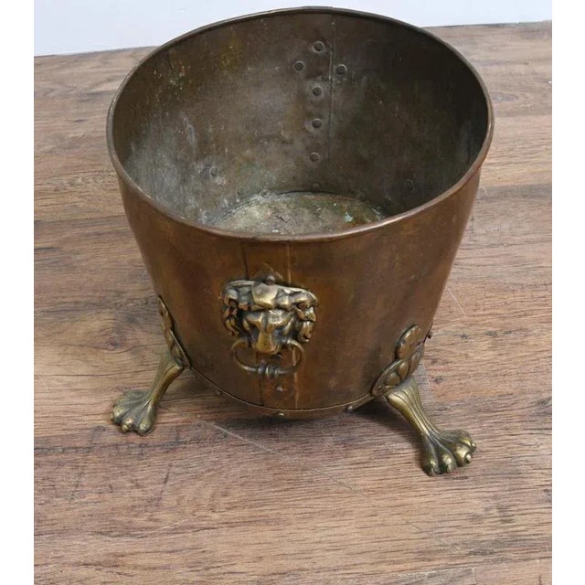 Copper Antique Copper Log Bin in Brass For Sale - Image 8 of 9