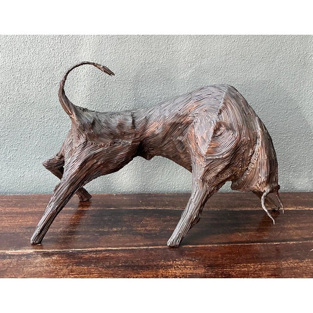 Vintage Metal Abstract Bull Sculpture For Sale - Image 10 of 16
