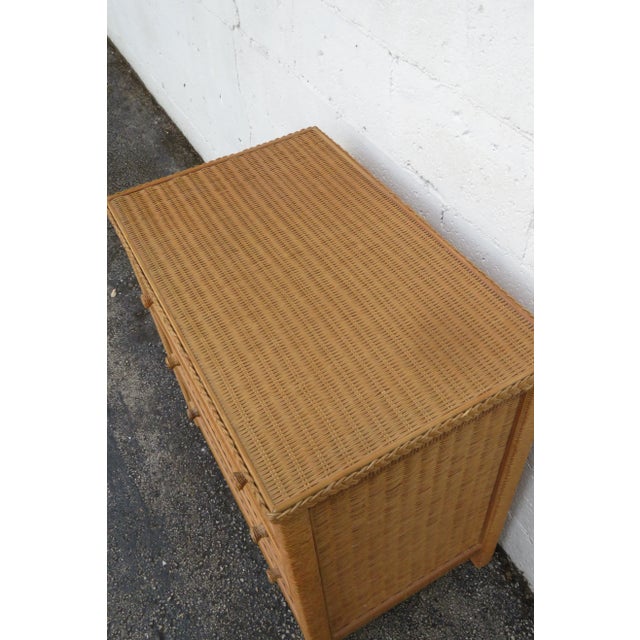 Brown Lexington Hollywood Regency Woven Wicker Small Chest Large Nightstand 6135 For Sale - Image 8 of 14