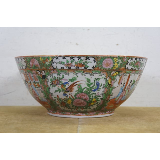 Antique Chinese Export Famille Rose Medallion Porcelain Serving Bowl & Platters For Sale - Image 4 of 18