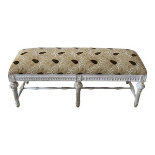 Vintage White Painted French Bench For Sale